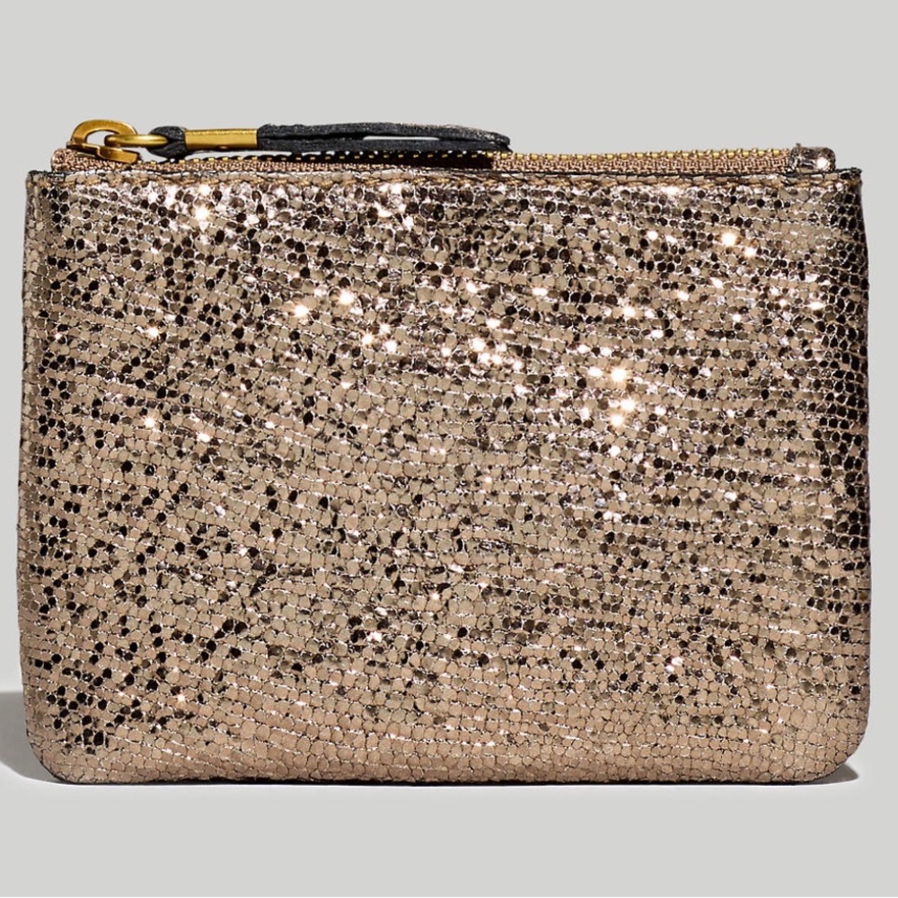 Madewell Small Zip Pouch in Metallic Leather
